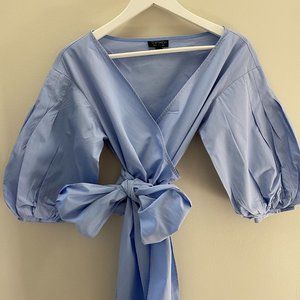 Topshop Powder Blue Cropped Blouse